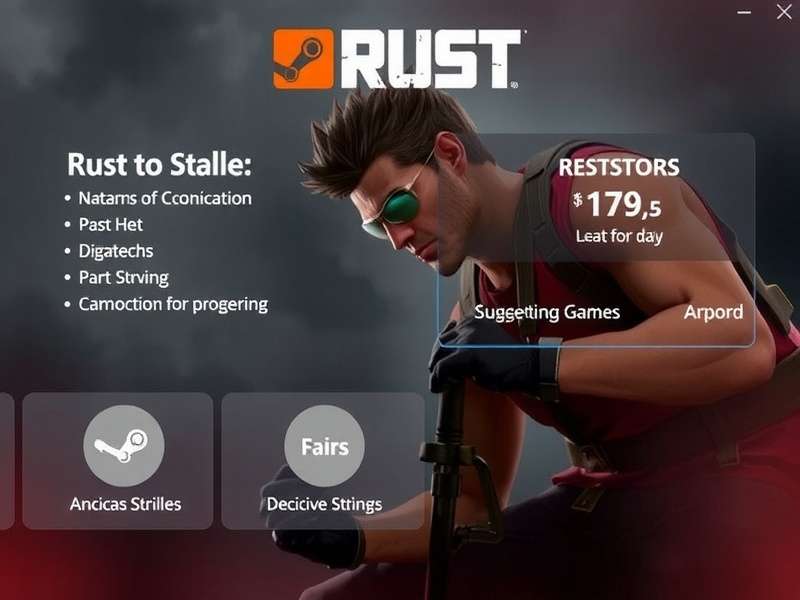 Steam Store page showing Rust game with discount tag