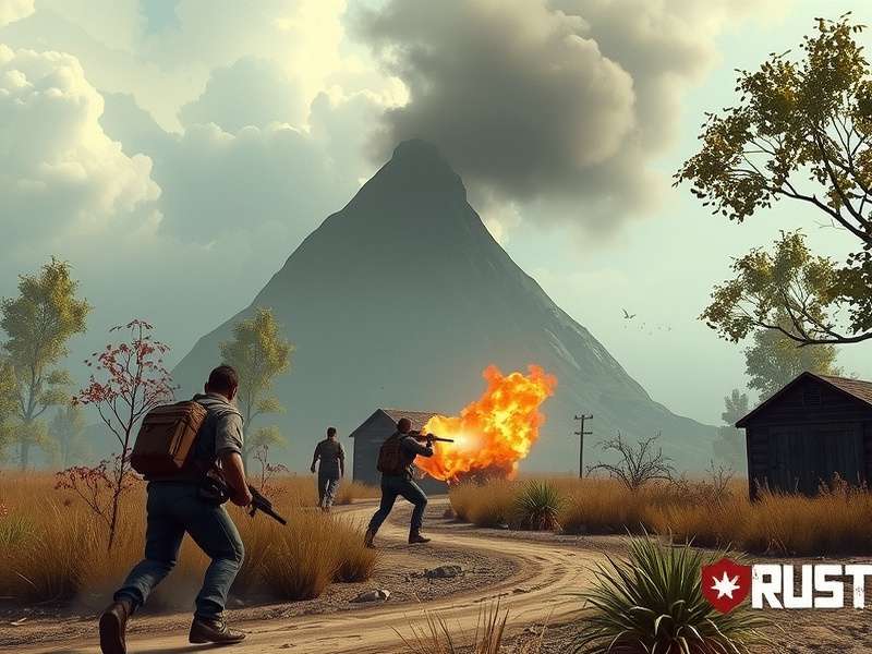 Rust gameplay showing base building and player interaction