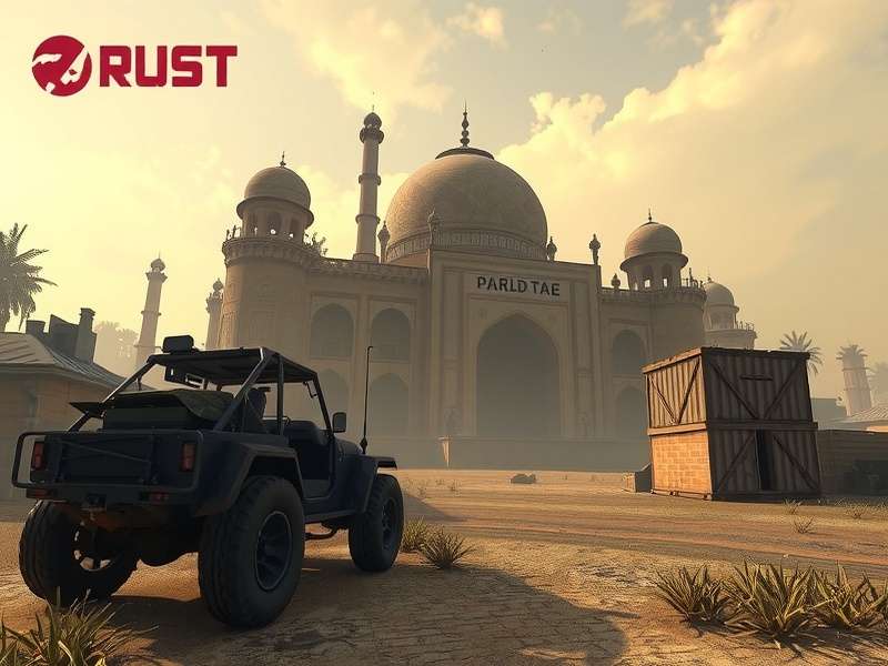 Rust 2024 gameplay screenshot showing base building and combat