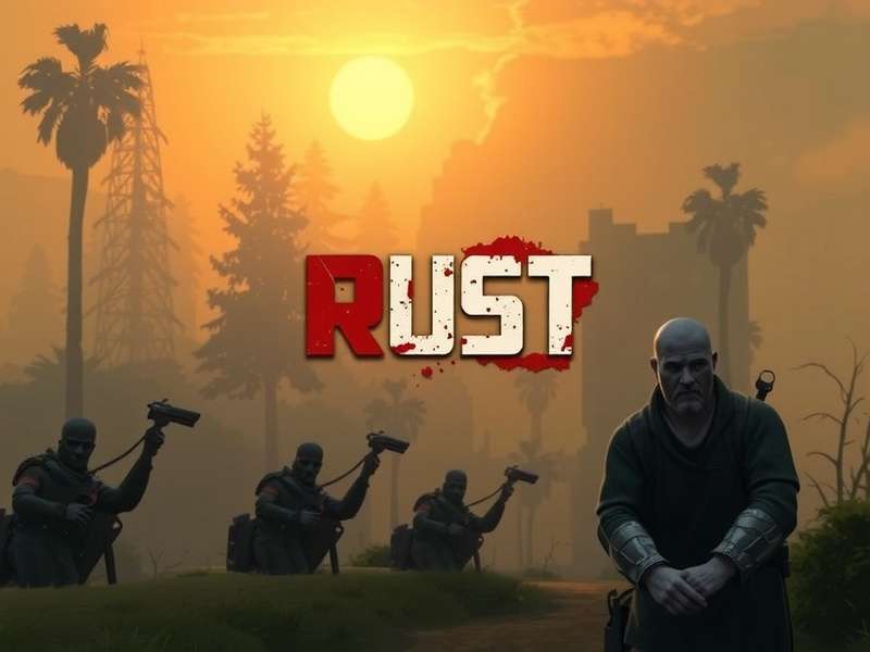 Rust gameplay screenshot showing base building and combat
