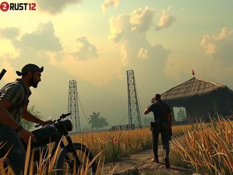 Rust gameplay action scene showing base building and combat