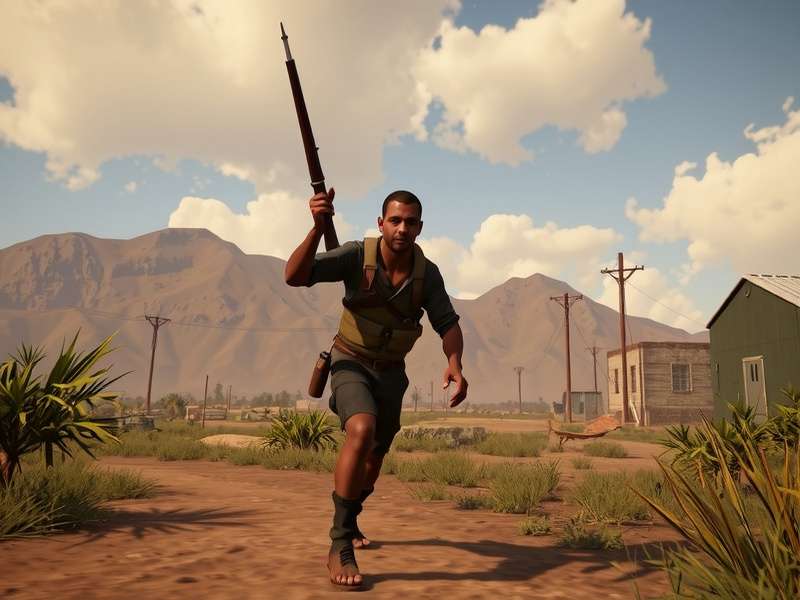 Rust 2024 gameplay screenshot showing a player in a modern base overlooking a snowy mountain