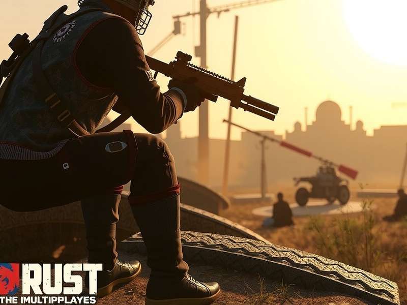 Rust multiplayer gameplay showing players raiding a base at night