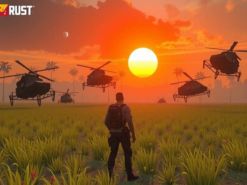 Rust gameplay screenshot showing base building and survival elements