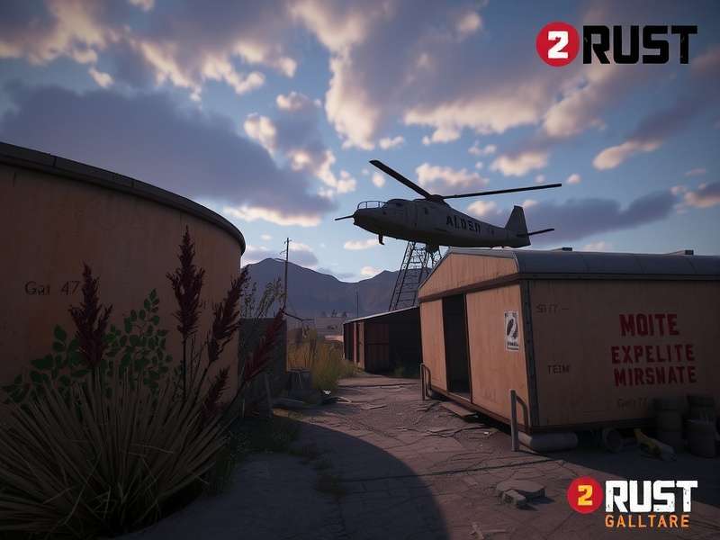 Rust PC gameplay screenshot showing a survivor in a desert environment