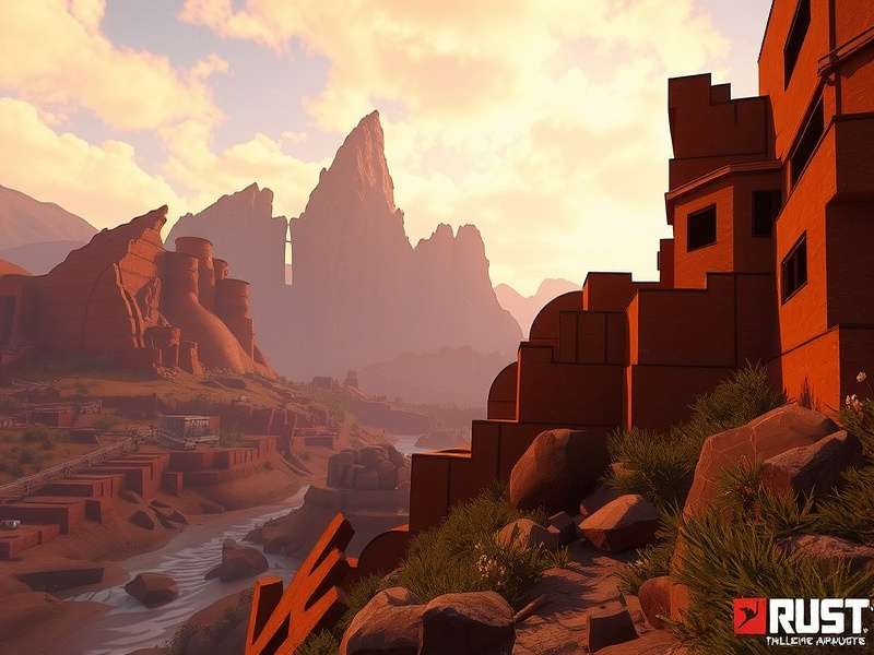 Rust Console Edition gameplay on PlayStation 5 showing a player building a base