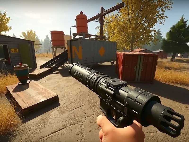 Rust Console Edition gameplay screenshot showing a player building a base in a forest