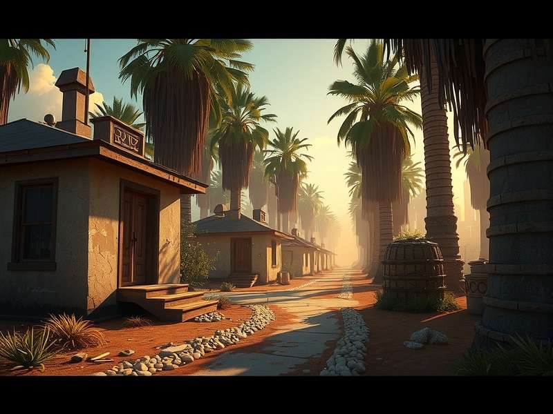 Rust gameplay showing a player building a base at sunrise