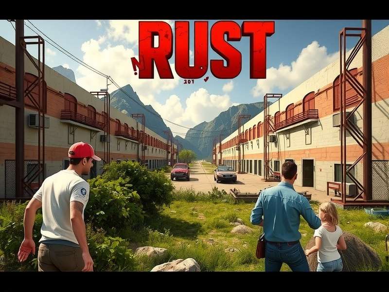 Rust gameplay video screenshot showing base building and Raid