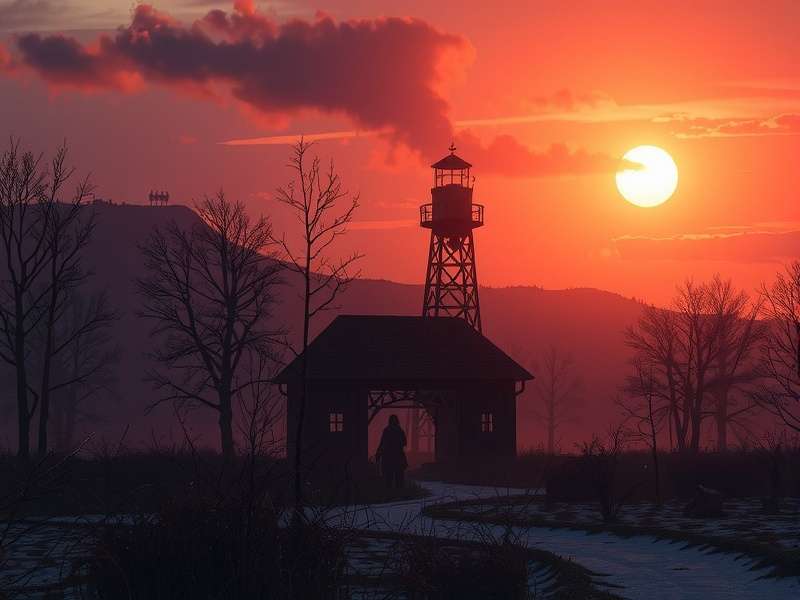 Rust Dusk gameplay screenshot showing twilight environment with players