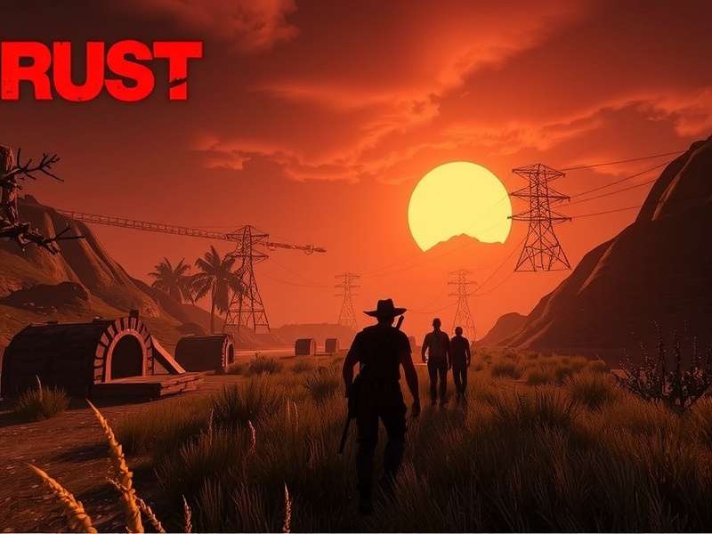 Rust Gameplay screenshot showing a player-built base in a forest