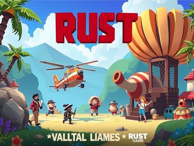 Rust gameplay screenshot showing a player building a base in a forest