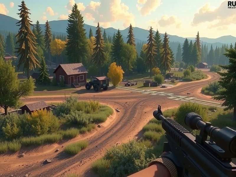 Rust gameplay with aiming reticle