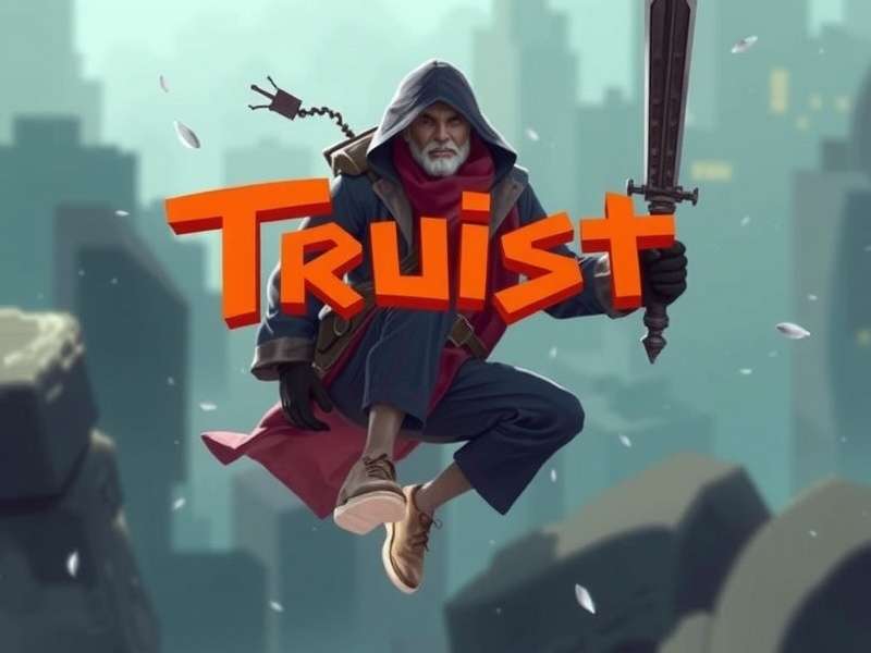 A group of diverse Rust players gathering around a campfire at dusk, representing the Truist community spirit