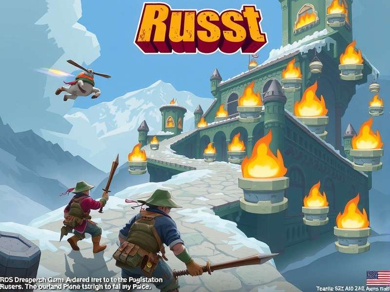 A formidable cliffside base in Rust during sunset, showcasing advanced building techniques