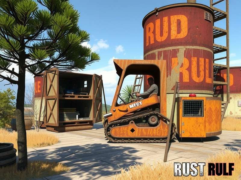 Rust player building a small wooden base in a forest