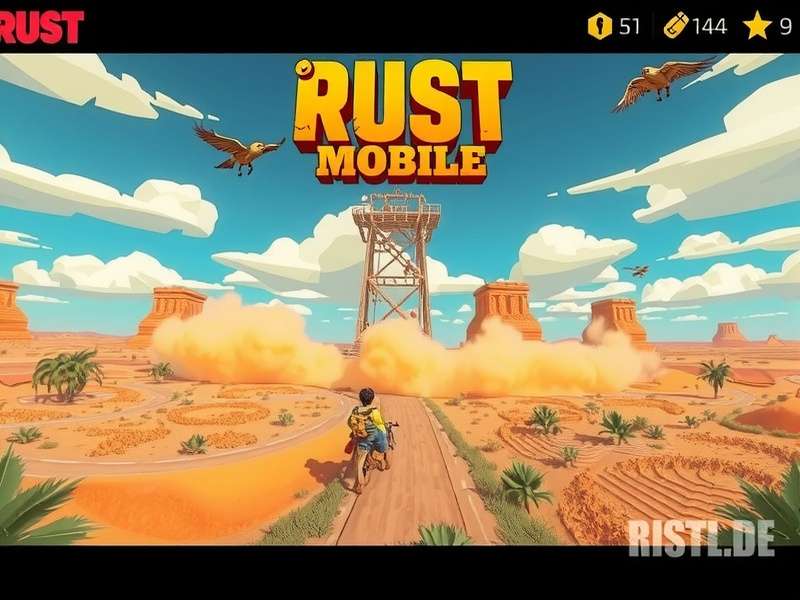 Rust Mobile gameplay screenshot showing a player building a base
