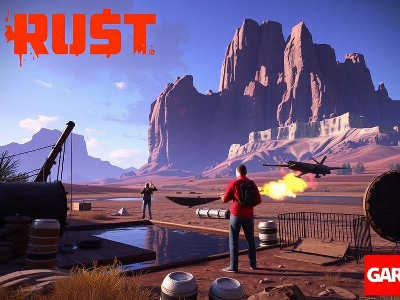 Rust gameplay on PlayStation 4 console showing base building and survival