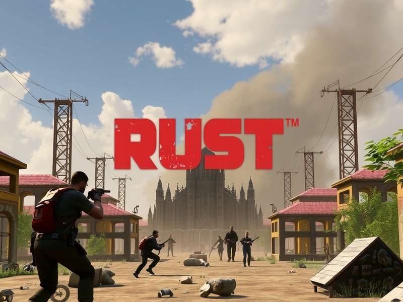 Rust Game player building a base and crafting items