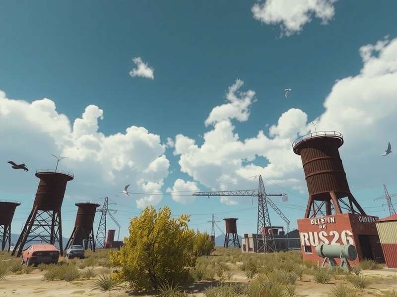 Rust Video Game survival scene with player building a base