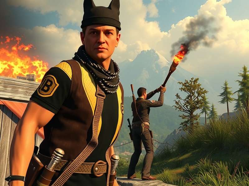 Rust gameplay screenshot showing a player building a base in a forest