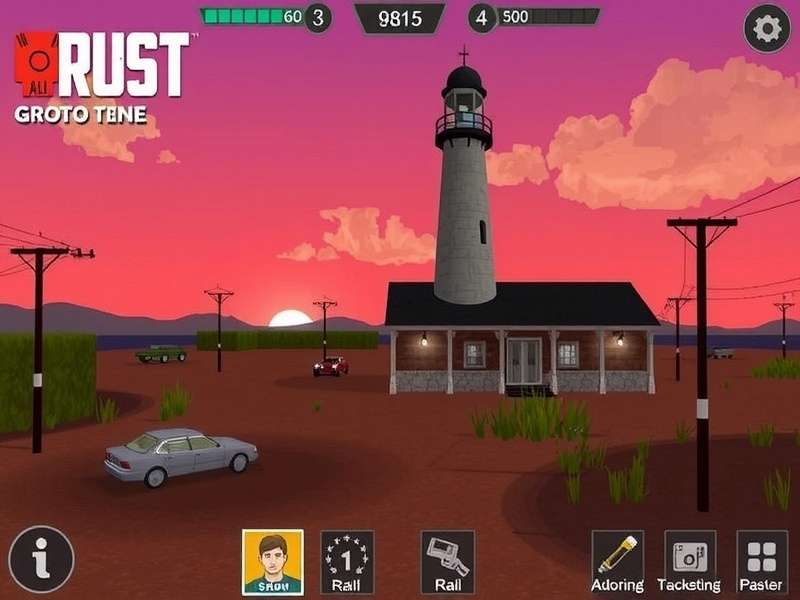 Rust Mobile gameplay screenshot showing survival elements and building mechanics