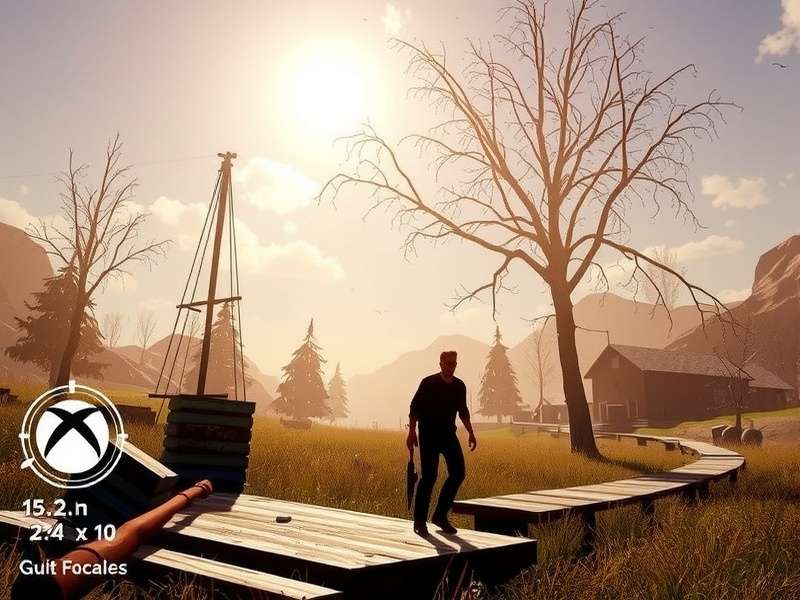 Rust Xbox gameplay screenshot showing players raiding a base at sunrise with torches and weapons