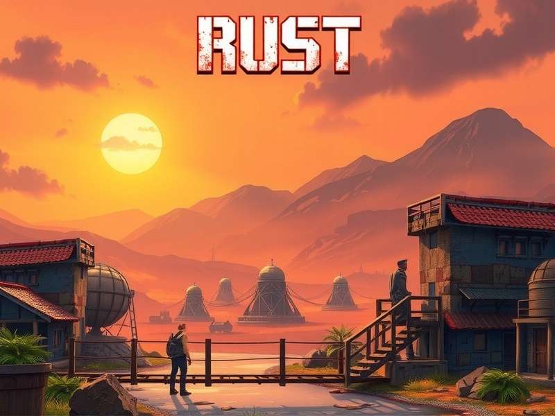 Rust Game landscape with a player building a base in the wilderness
